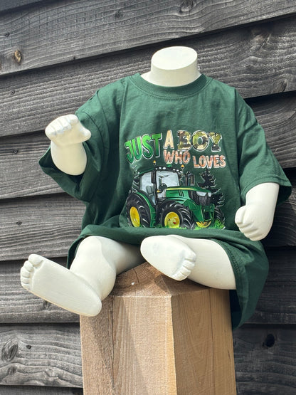 Boy who loves tractors tshirt