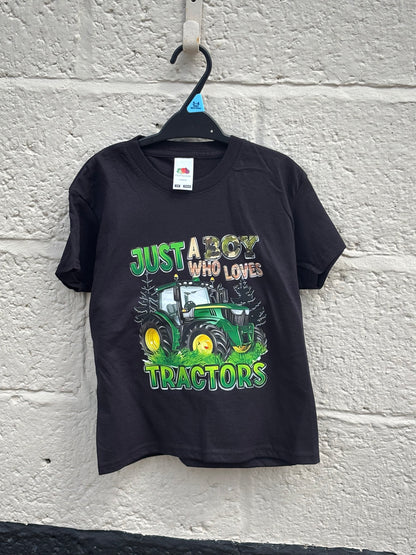 black t-shirts - boy who loves tractors
