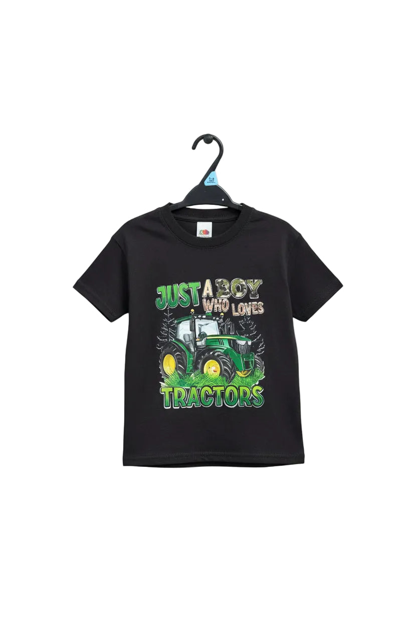 black t-shirts - boy who loves tractors