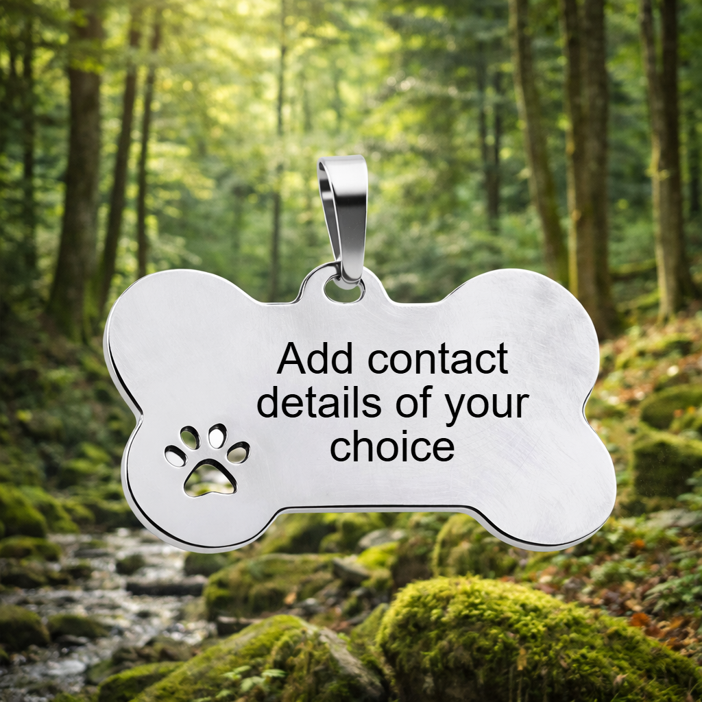 Dog identity tag with paw print