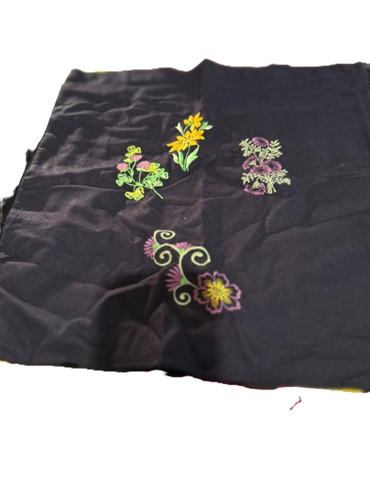 black tote bag with flowers